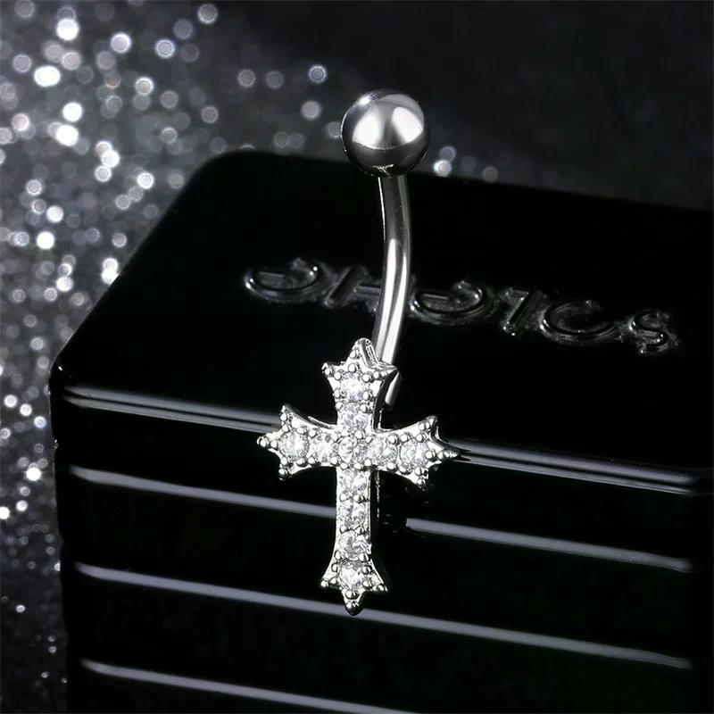 Sexy Piercing Bauchnagel Körperschmuck für Frauen Mädchen Personalisierter Einfacher Kreuzanhänger Bauchnabelringe Geschenke