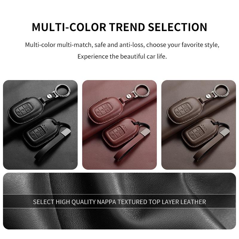 Leather Car Remote Key Case Cover for Honda Civic 11th 2022 for Honda Civic Accord HR-V CR-V CRV 2022 2023 Protector Holder Fob