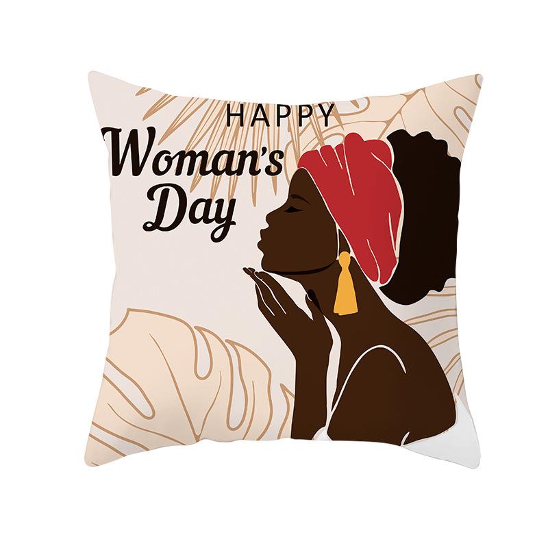 Nordic Abstract Women's Peach Leather Velvet Printed Pillowcase Home Fashion Bedside Sofa Office Cushion Cover