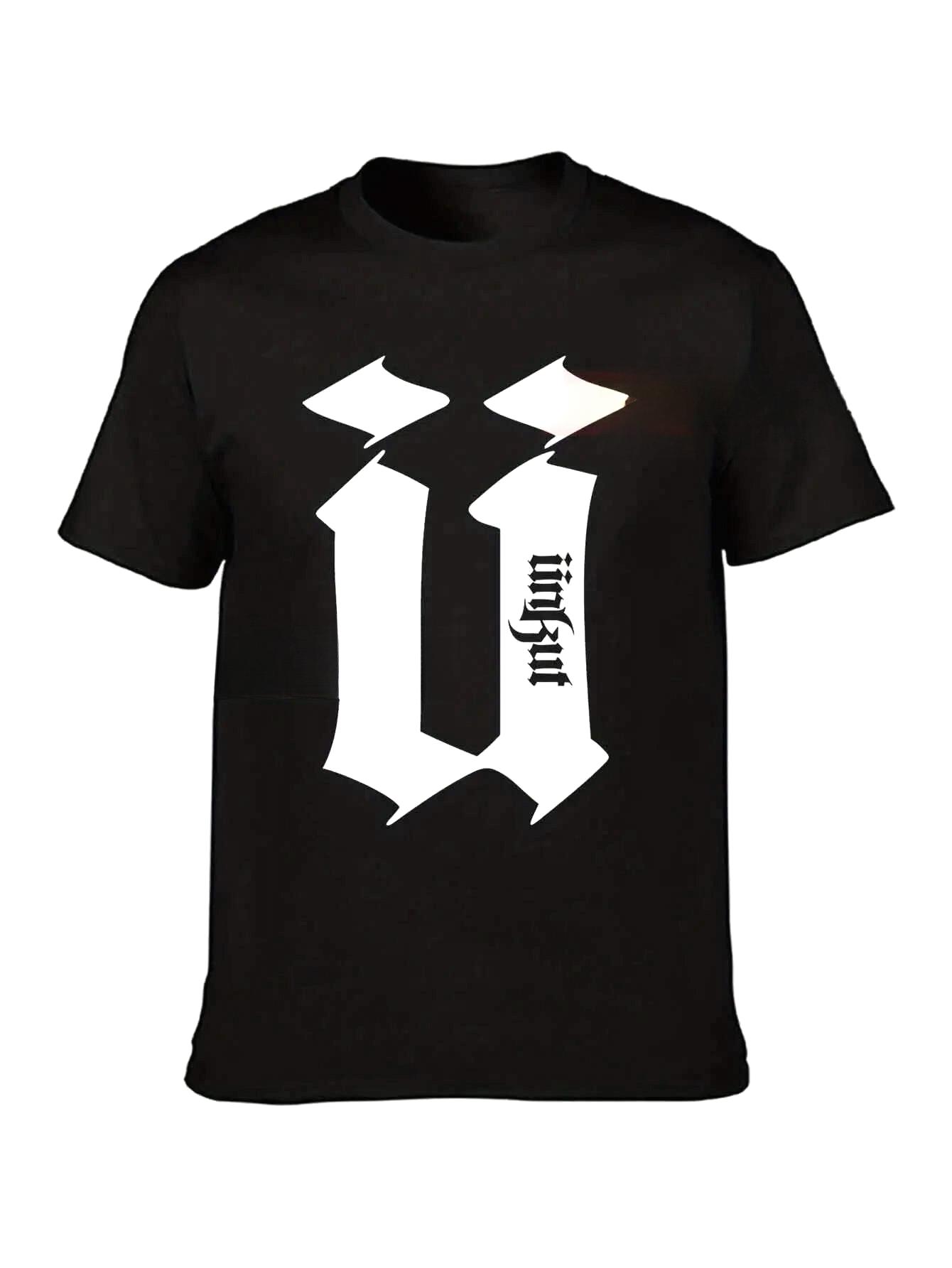 Unkut Men S Bold Geometric Print T-Shirt - A Black And White Short-Sleeve Casual Tee Featuring a Logo Design XL