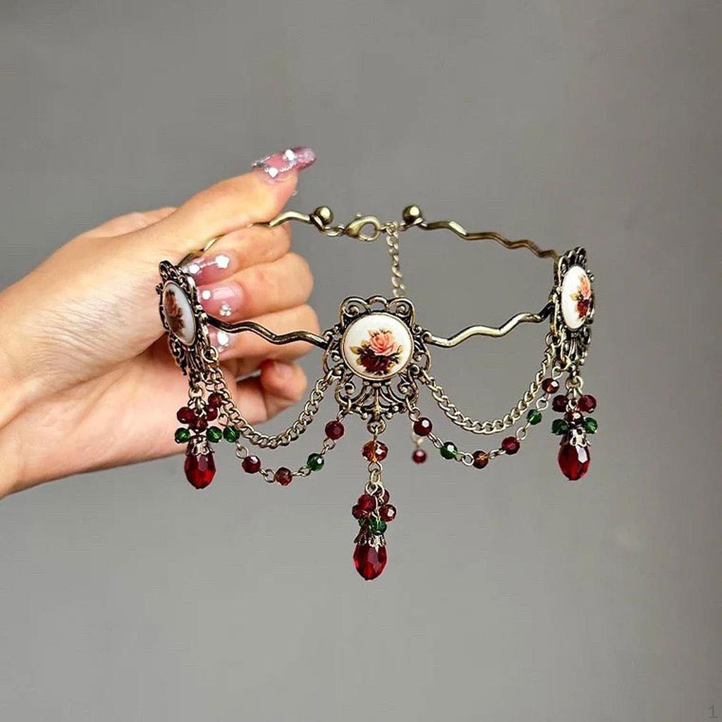 Gothic Choker Jewelry Goth Exaggerated Elegant Cool Fashionable Red Drop Statement for Women