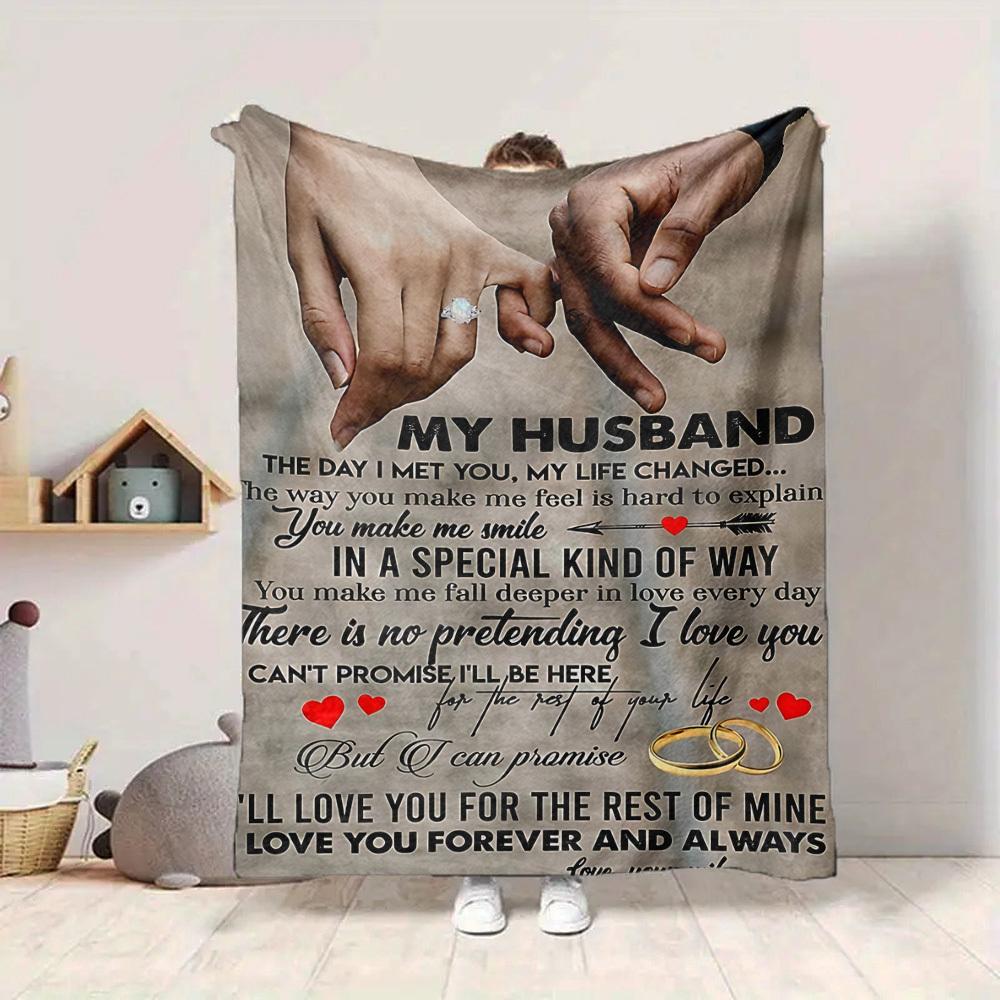 1pc Romantic Messages from Wife Blanket - Perfect Gift for Birthdays, Christmas & Halloween- Soft, Warm & Versatile yy250909108