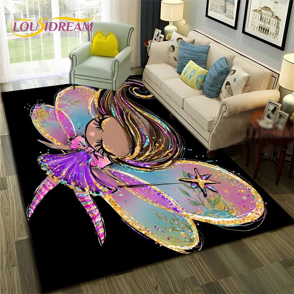 Cartoon Ballerina Fairy Cute Ballet Girl Carpet Rug for Home Living Room Bedroom Sofa Doormat Decor,Child Non-slip Floor Mat