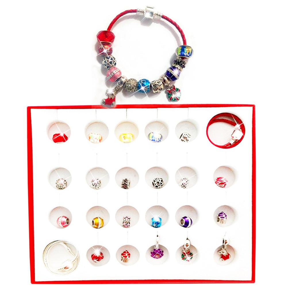 Christmas Advent Calendar DIY Pendant Bracelets Christmas 24 Days Countdown Calendar Gift Box Set