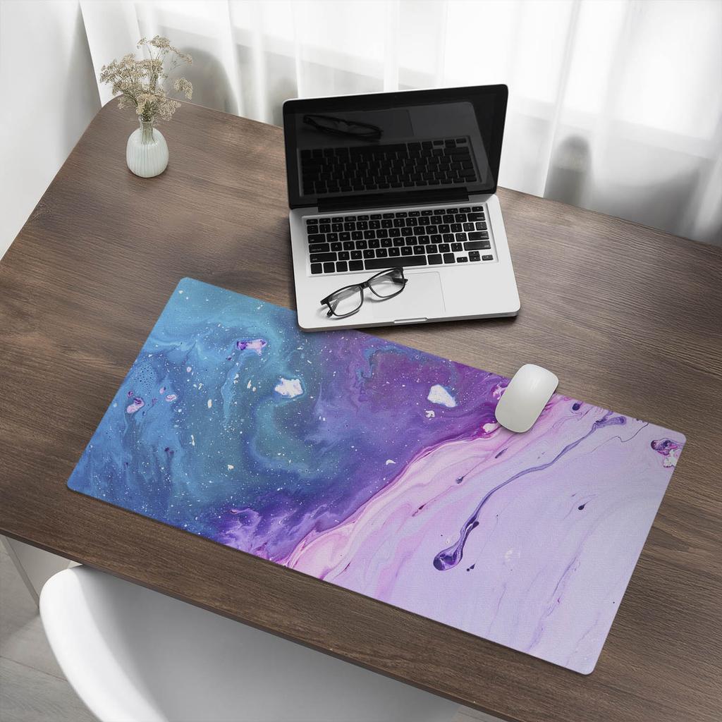 Anti-Slip Protective Desk Mat with Abstract Wave Graphic 90x45 Cm
