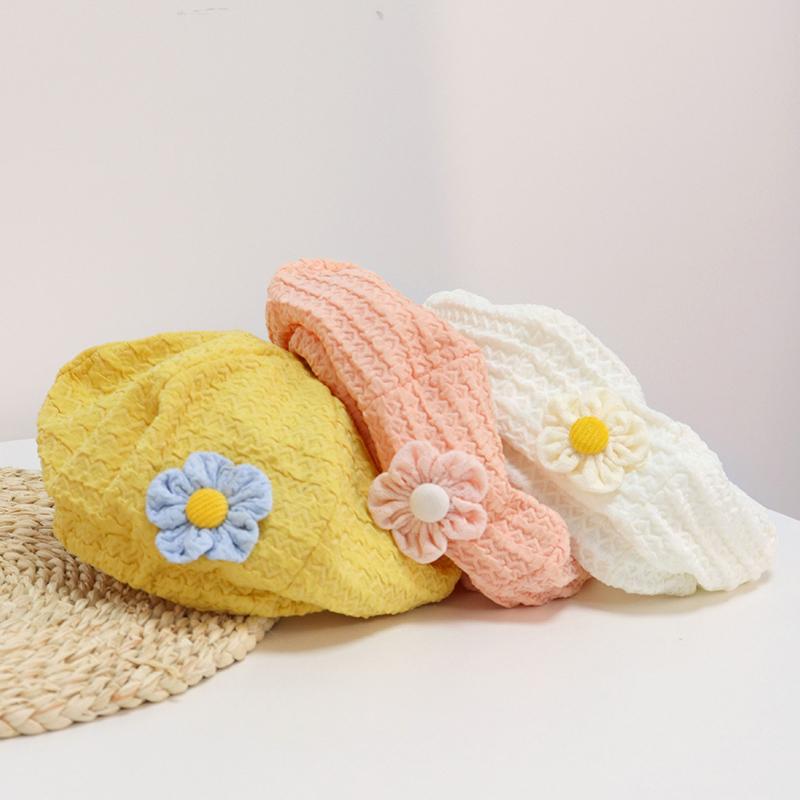 Princess Baby Girl Beret Sweet Flower Infant Baby Hat Solid Color Lace Kids Children Spring Autumn Artist Painter Cap