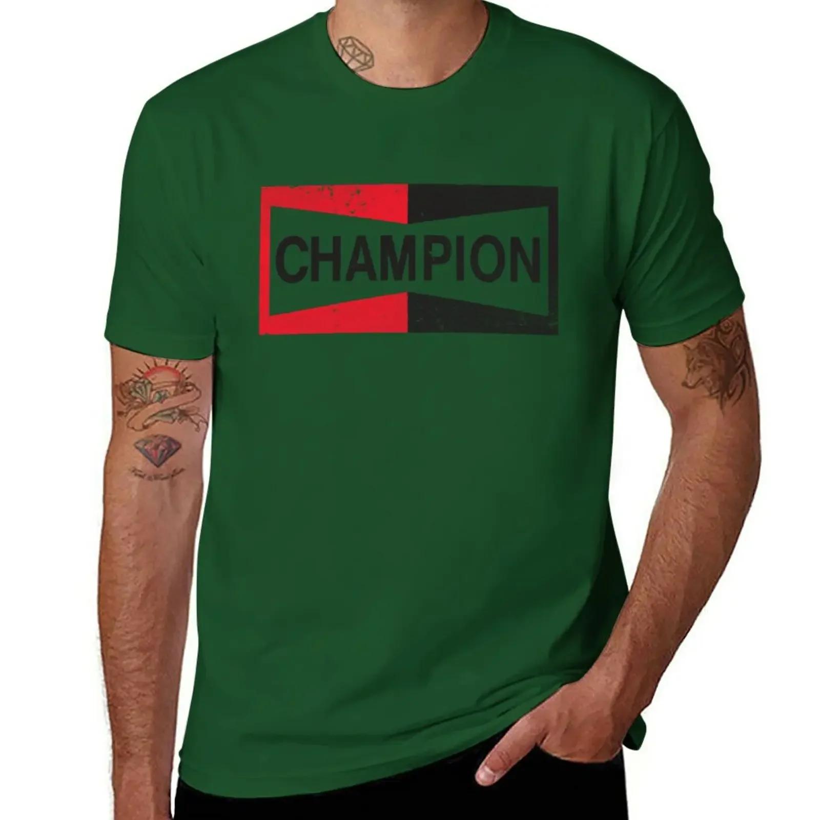 

CHAMPION - Свічка запалювання Ретро зі потертим логотипом - Футболка Cl з коротким рукавом Нове видання приталені футболки для чоловіків 4XL