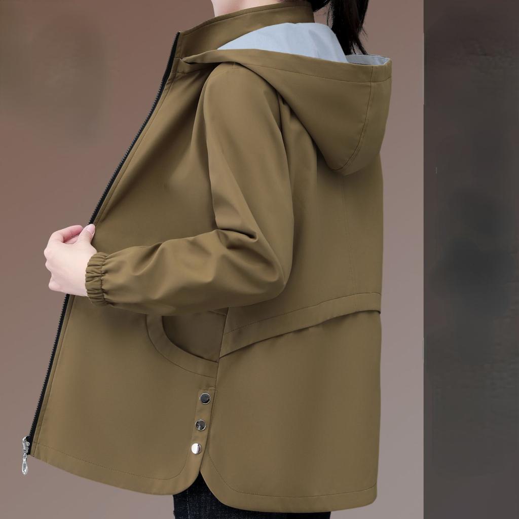 Windbreaker Hooded Coats Oversized Jackets Women's Spring Autumn Fashionable Outerwear for Mums Women's Tops
