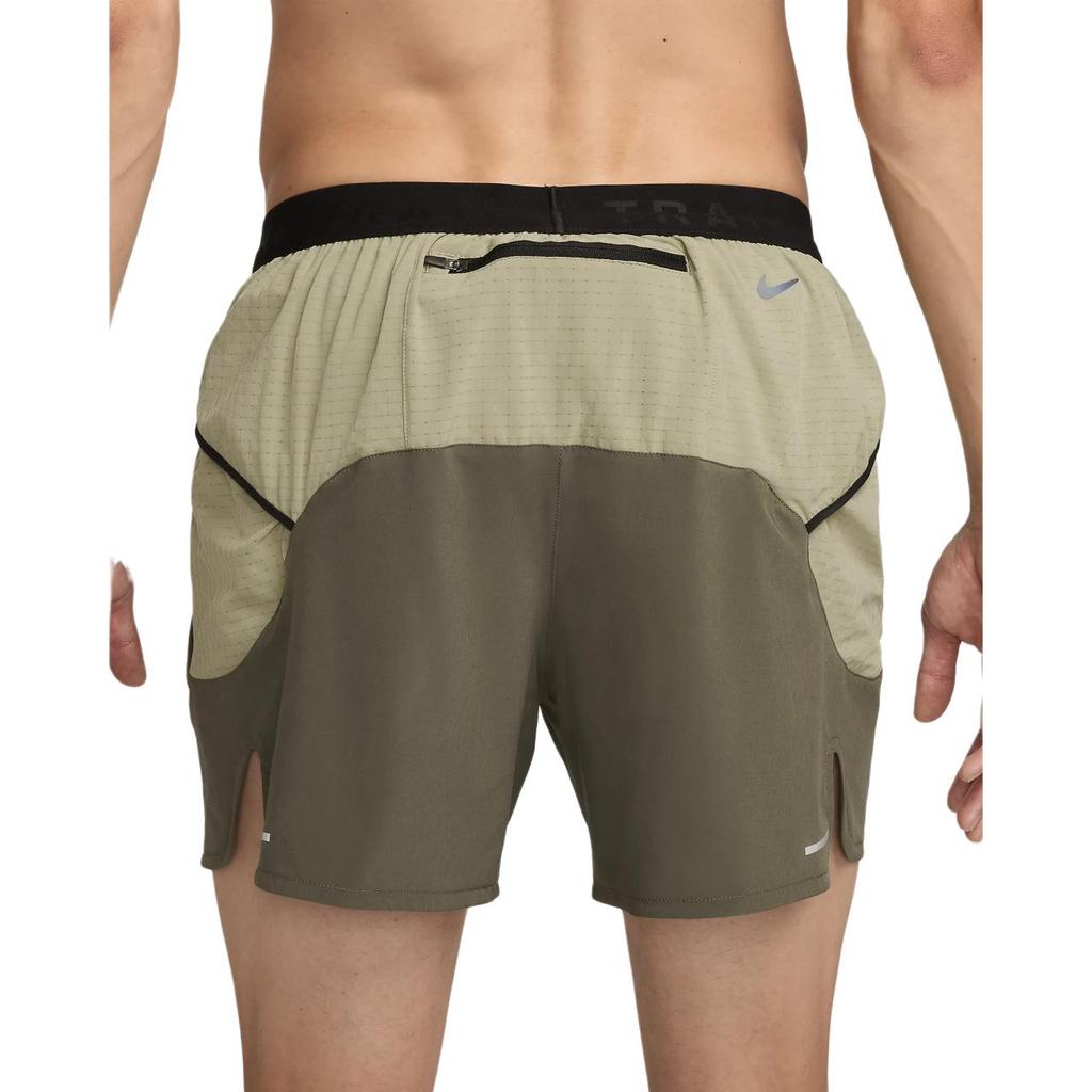 Nike Dri-Fit 5" Brief-Lined Running Shorts Solid Logo Print Drawstring Sports Shorts Men shorts Olive-Green DV9311-222