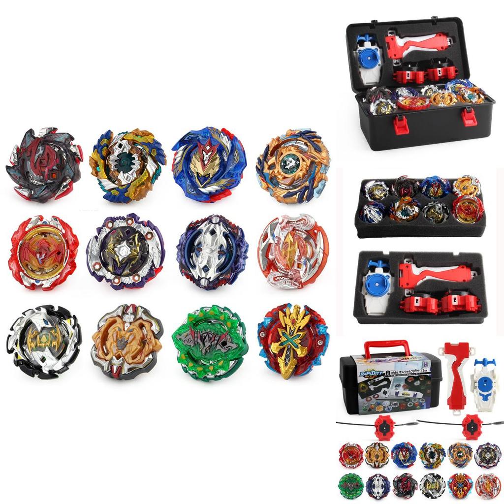 Premium Quality 12pcs Beyblade Set Portable Gyro B122 B125 B127 With Storage Case