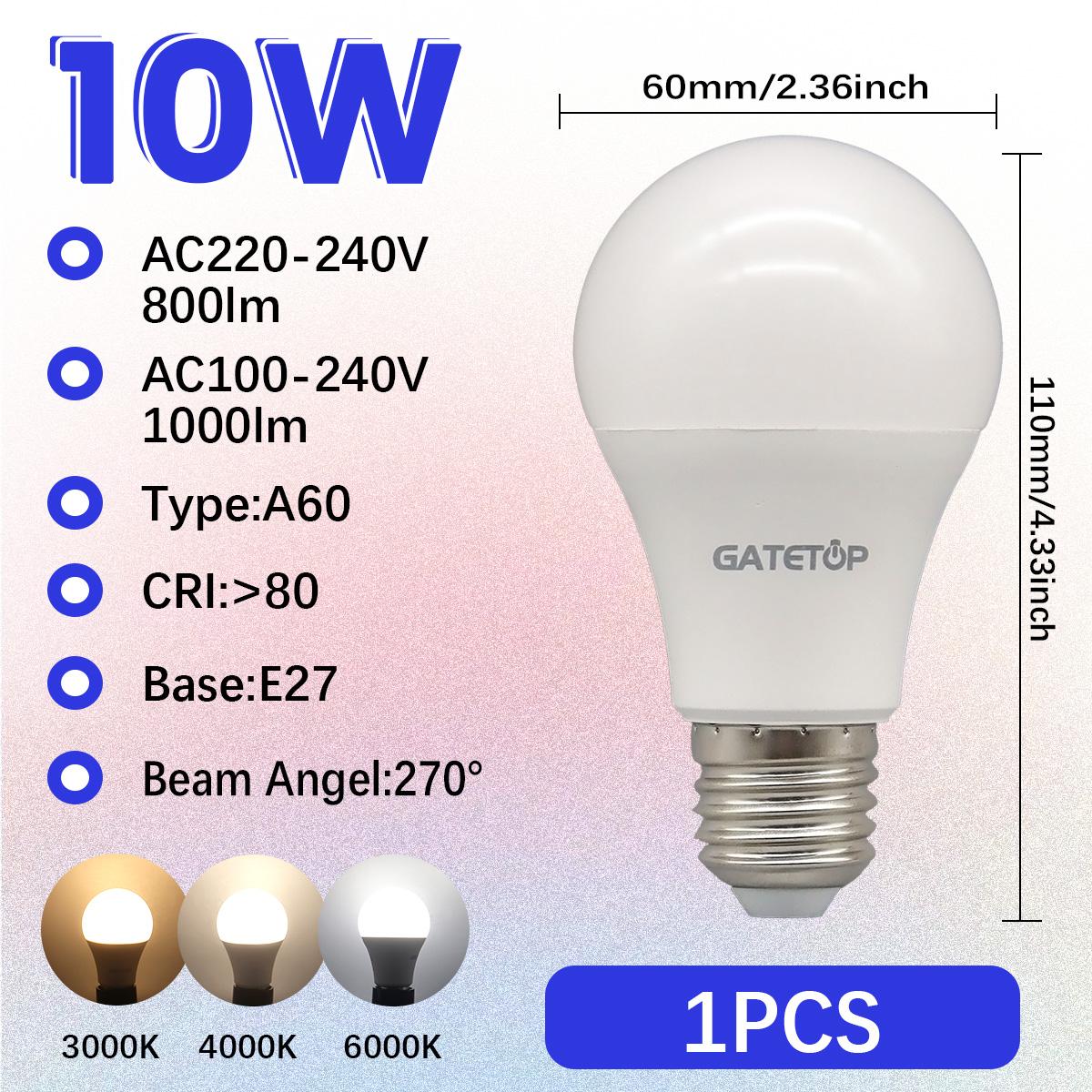 

1-10PCS LED Bulb Lamps 10W RA80 E27 Light Bulbs AC 110V 220V Warm Lighting Daylight for Home Derection Hight Quality Lamps AC220-240V&Daylight 4000K