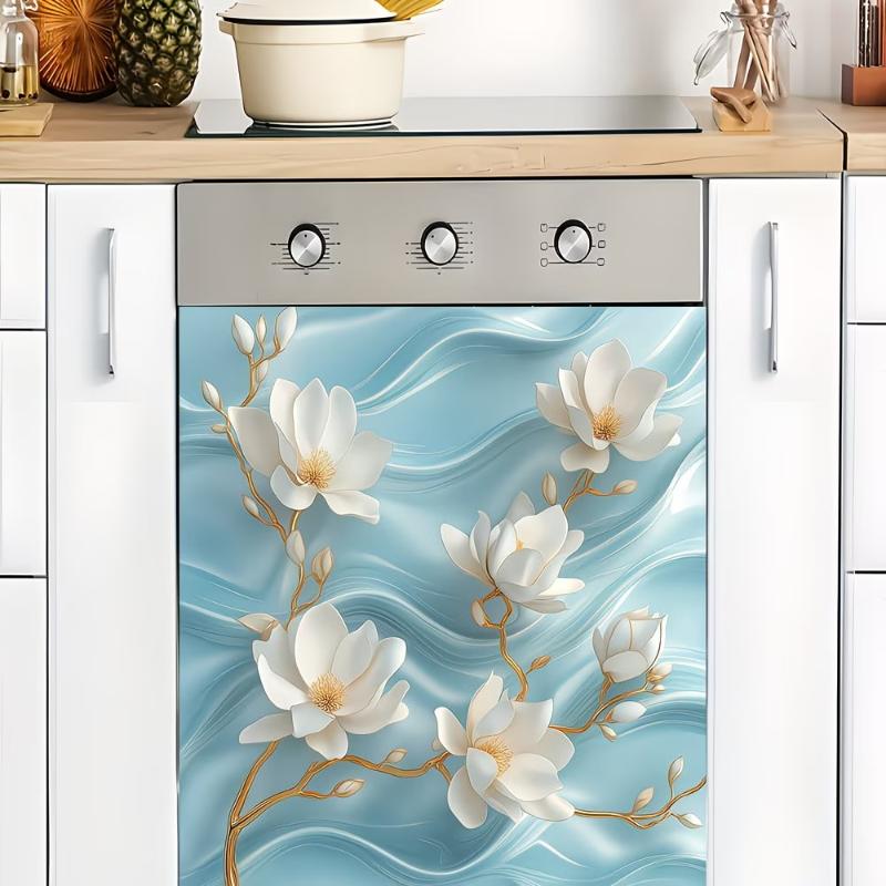 Kühlschrankaufkleber Küche Blumen-Tier-Design Abnehmbar Klebend Spülmaschinen-Aufkleber Wasserdicht Dekorative Kunst