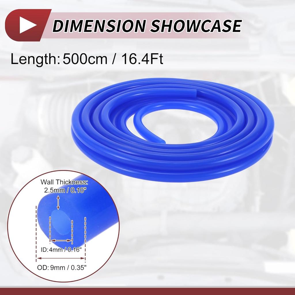 1 Pcs for Air and Water Silicone Vacuum Tubing Hose High Temperature Automotive Vacuum Line 16.4Ft 3/16" 4mm ID 2.5mm Thickness Blue 130PSI Max