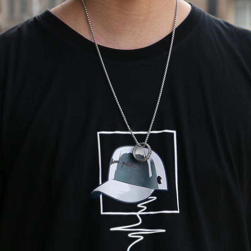 Brand All-Match Ring Necklace Dual-Use Men'S Pendant Simple Women'S Hip-Hop Personality Titanium Steel Accessories