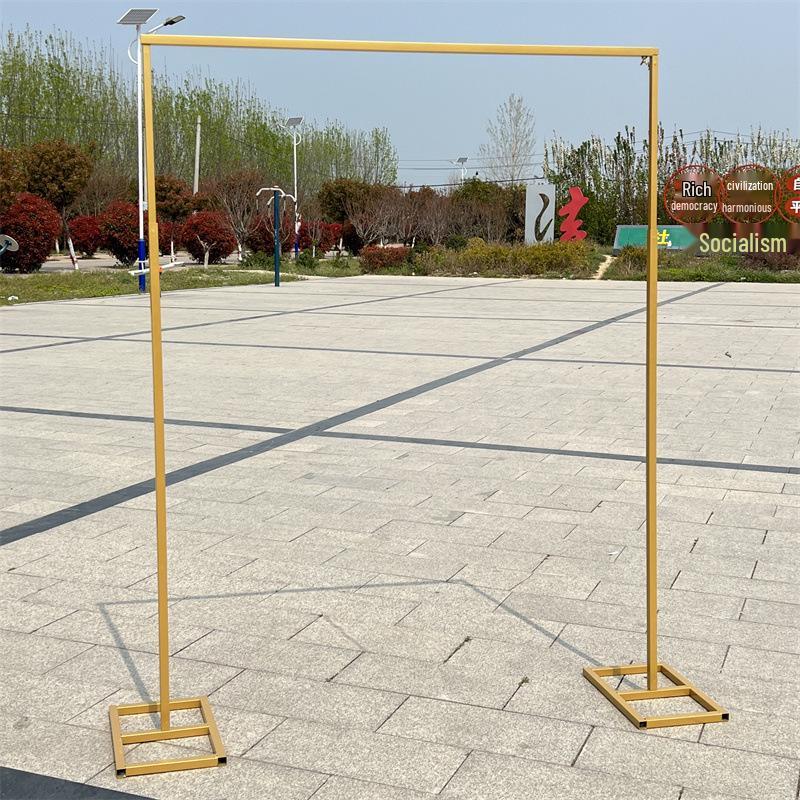 Golden Telescopic Wrought Iron Wedding Arch Stand for Stage Decoration