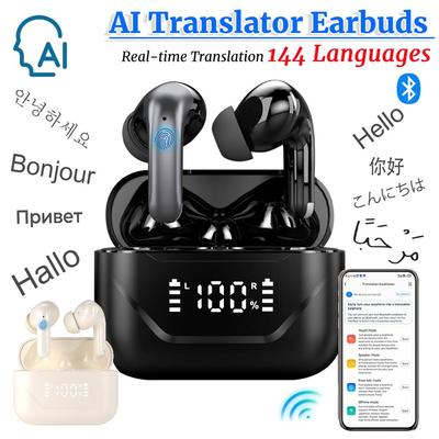Language Translation Earbuds 144 Languages Bluetooth-Compatible 5.4 Real-time AI Translator Earphone for Travel Business