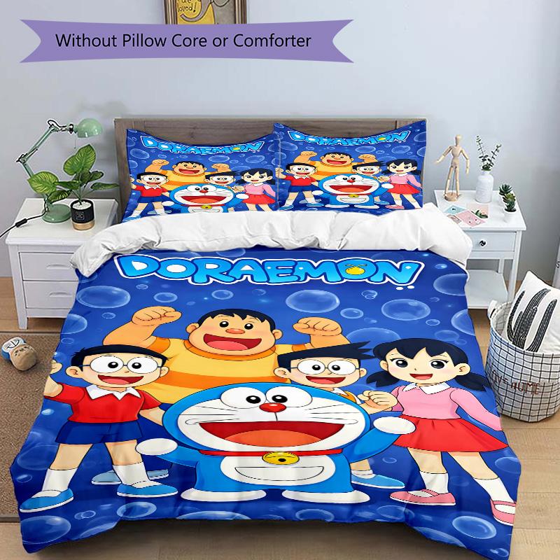 Doraemon Adventure Begins Print 3Pcs Bedding Setduvet Cover With 2 Bedropillowcase Home Birthday Gift
