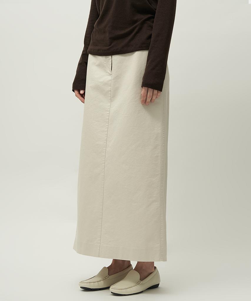 Leopeusaideuhwaiteulabel Slit Long Skirt Ivory