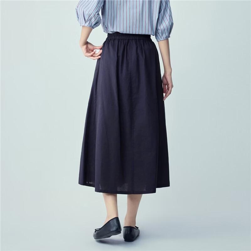 Giordano Women's Cotton Linen Pleated A-line Skirt