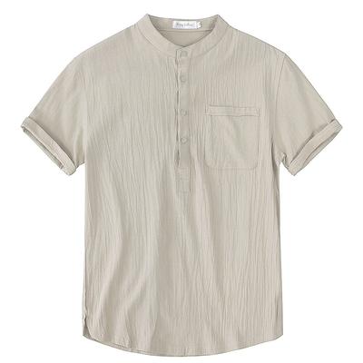 T-shirt manches courtes homme, en coton et lin, décontracté, couleur unie, chemise d'été, confortable et respirant, taille américaine