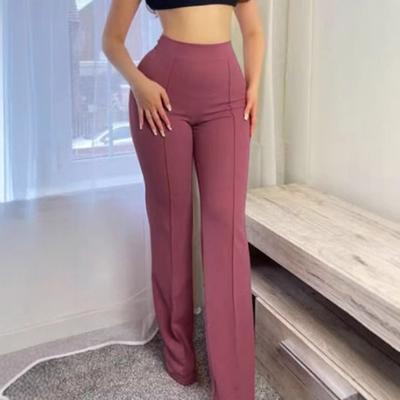 2025 Neue einfarbige Anzughose Mode Hohe Taille Schlank Micro-Flare Hose Temperament Pendler Schlank Elastisch Weiter Bein Hose