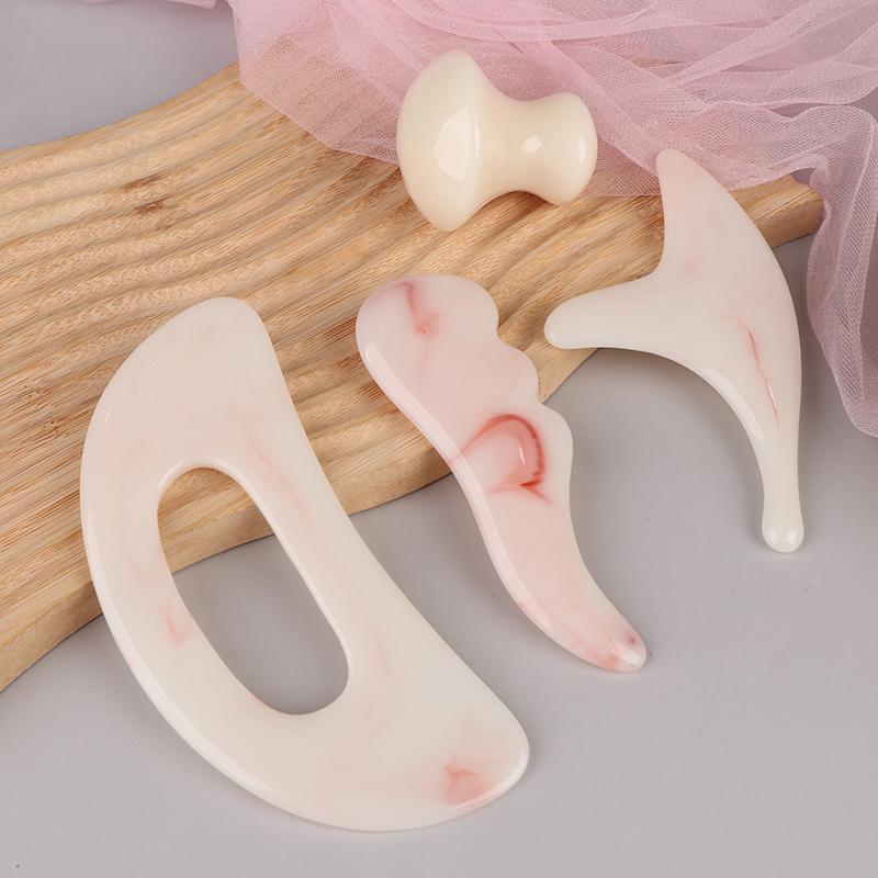 Pink Series Bending Knife Scraping Mushroom Shaped Facial Beauty Gua Sha Board Resin Massager Body Spa Acupuncture Physical