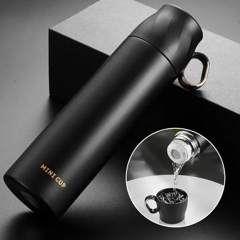 500ML Stainless Steel Thermos Cup Hot Coffee Vacuum Thermal Water Bottle Portable High-capacity Household Office Travel Tea Cups