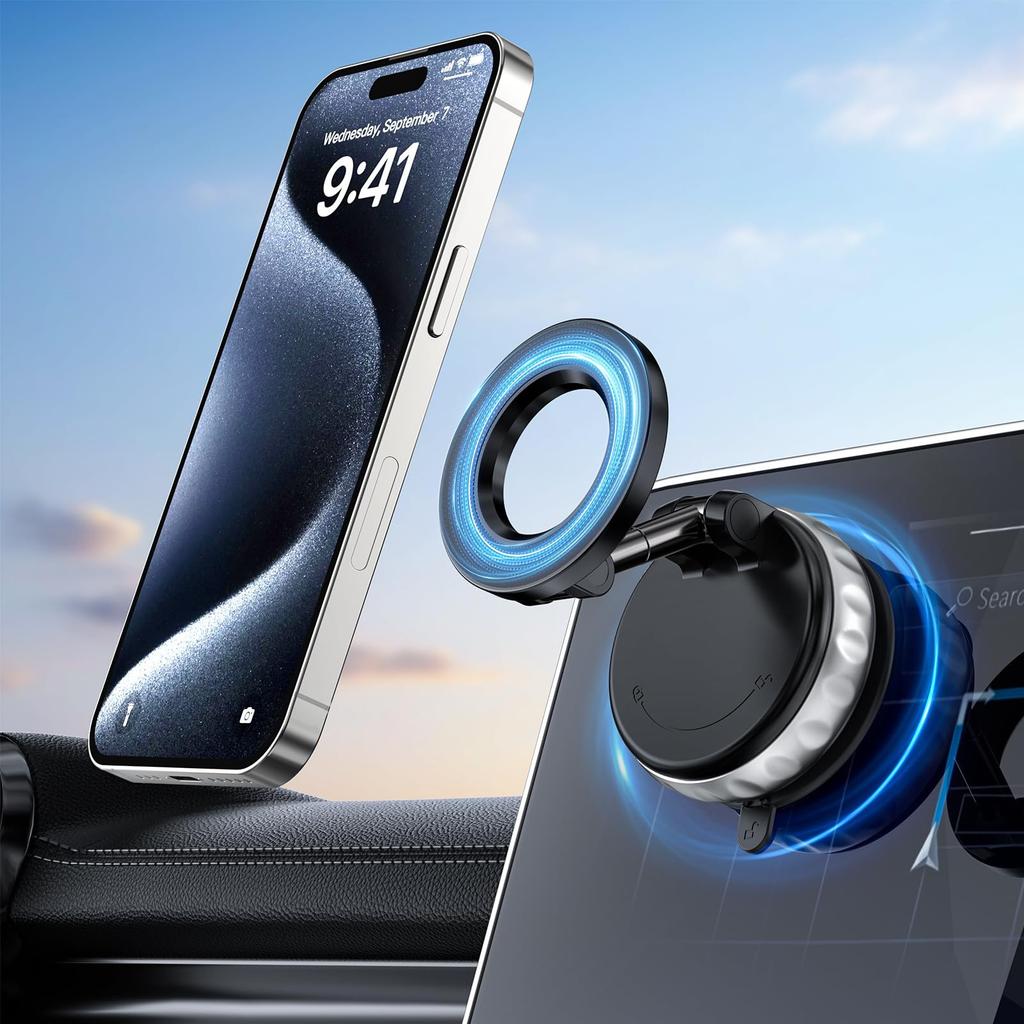 Magnetische Handyhalter mit Vakuumsaugfuß für Ihr Auto, 360° verstellbare Autohandyhalterung, Saugfuß-Autohandyhalterung