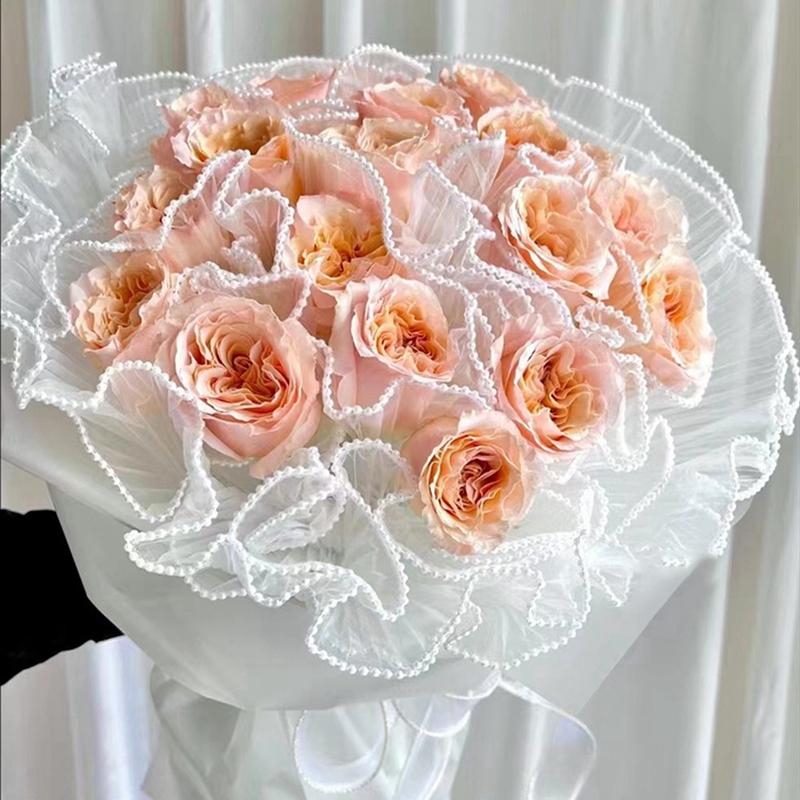 Corrugated Packaging for Bouquets with Pearls Mother's Valentine's Day Flowers Packaging Wave Edge Bouquet Gift Wedding Supplies