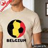 Belgium Flag Soccer Ball Printed Shirt Summer Daily Life Unisex Cotton Tshirt Belgian Soccer Fan Casual Wear Soccer Part Supplies