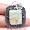 Pendant Amazonite Drusy Gemstone Mother'Day Gift Silver Jewelry 1.75"