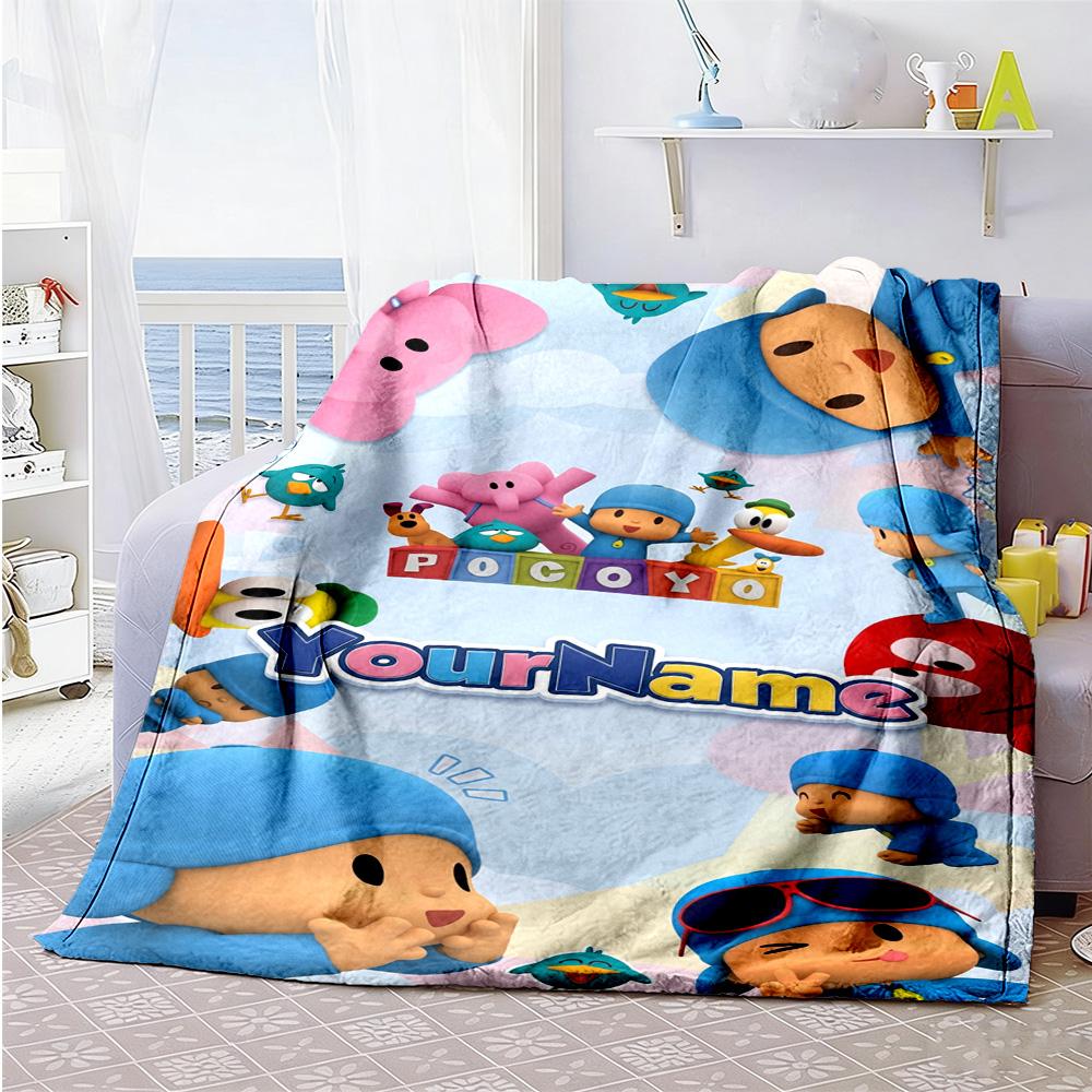 Pocoyo Customize Text Blanket Lightweight Personalized Blanket Durable Comfort Suitable for Seaside Bedding Couch Living Room Four Seasons Multipurpos