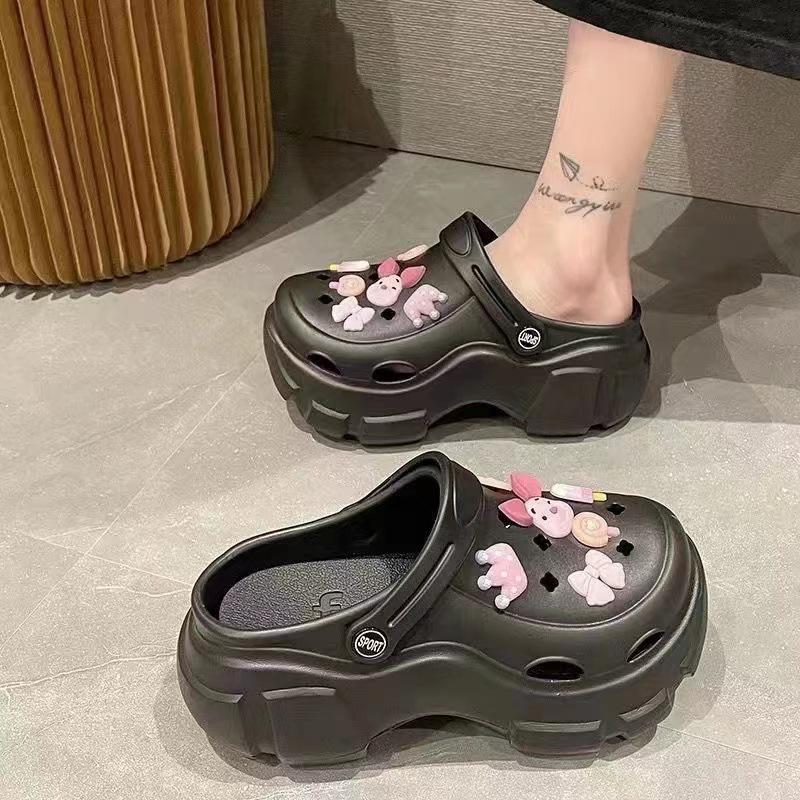 Sabotți cu talpă groasă pentru femei, care adaugă înălțime: Elegant, Antiderapant, Respirabil, Cu vârf închis pentru Exterior, Birou, Sală de operații sau pentru Purtare de vară.