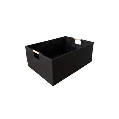 Sturdy Fabric Storage Bin With Reinforced Bottom Wooden Handles for Bedroom Office