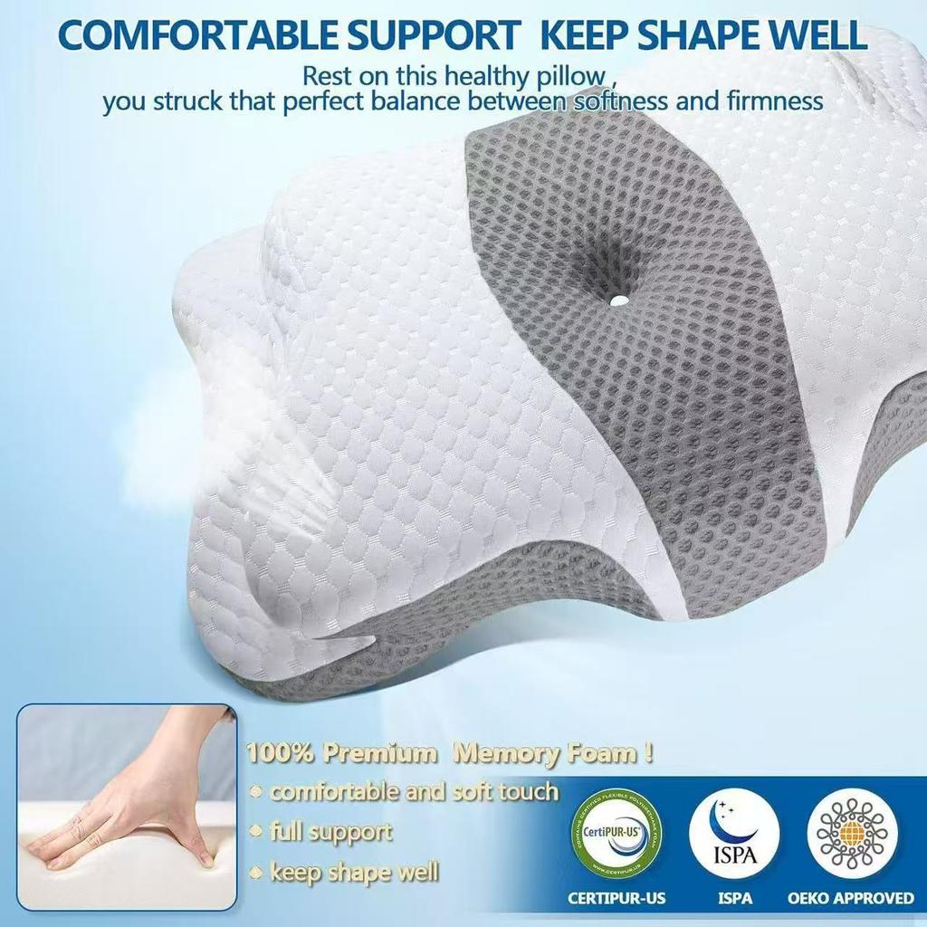 Ergonomic Butterfly Pillow Neck Support Pillow Memory Pillow for Sleeping Comfortable for Bed Relieve Neck Pressure Breathable Design