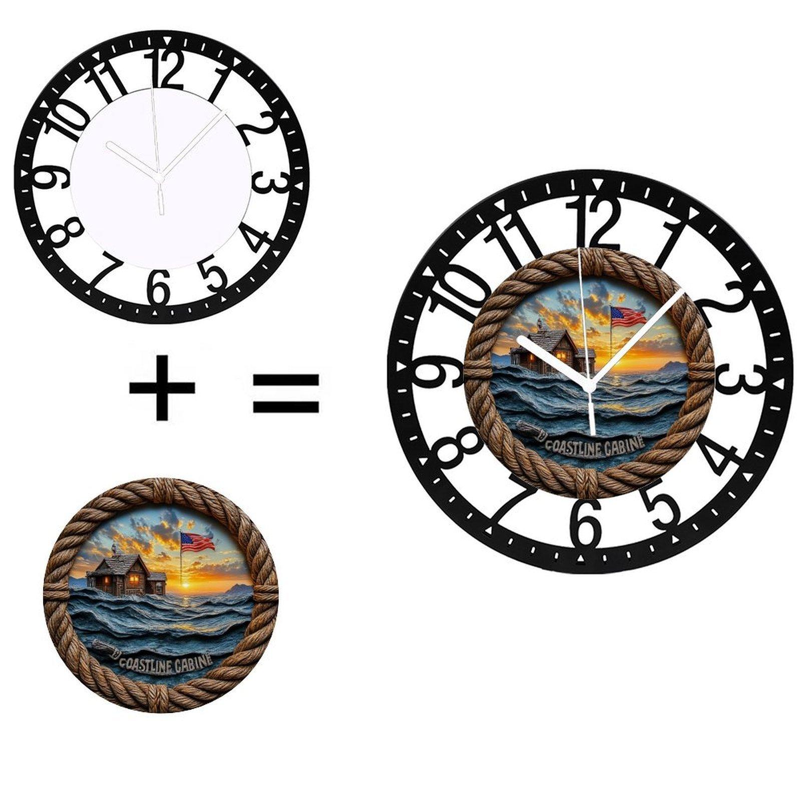 25cm Rustic Iron Round Wall Clock for Rustic Interior Decor (Black,10 inch(25.40cm))