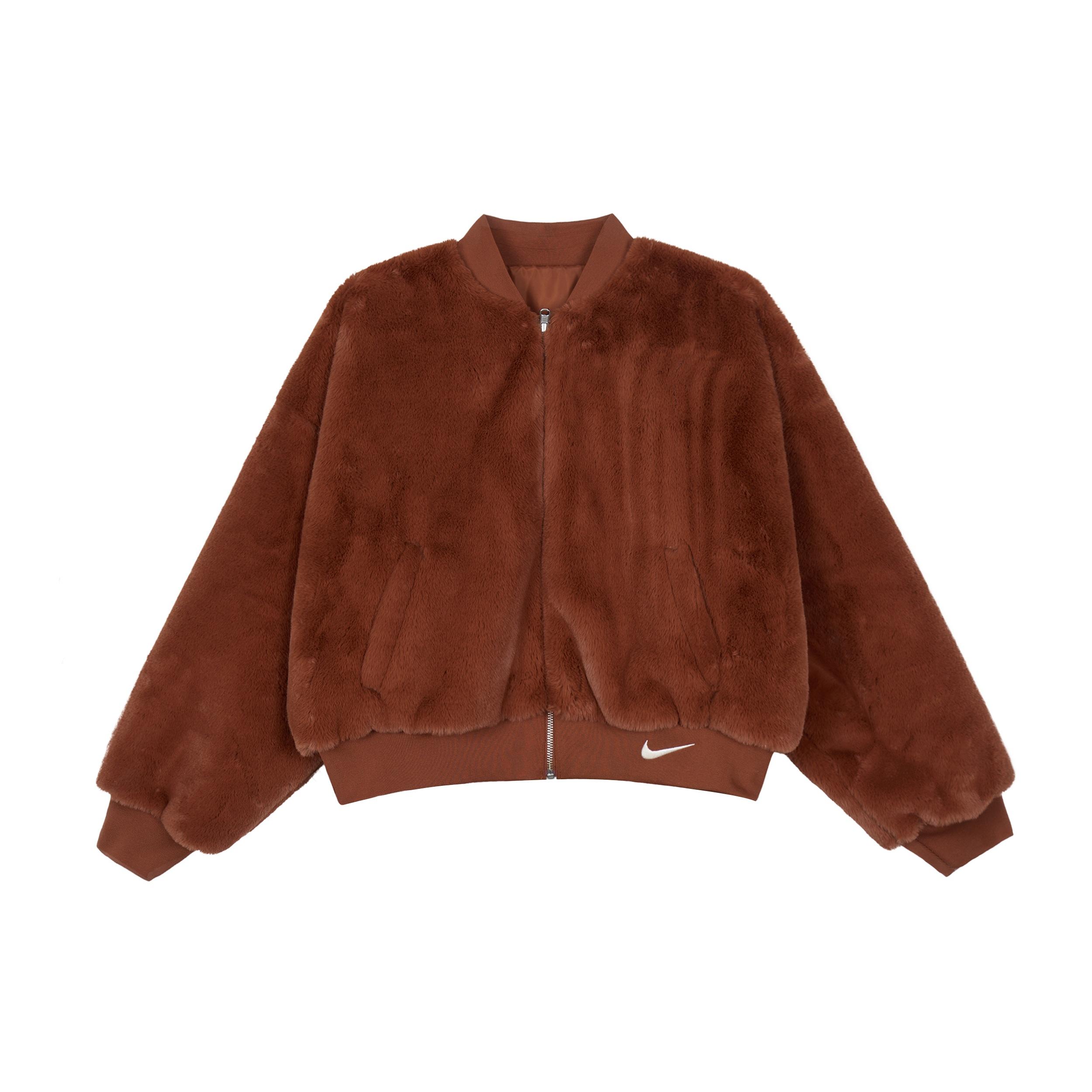 (WMNS) Nike Sportswear Reversible Faux Fur Bomber Jacket Red Women s FB8693-832 L