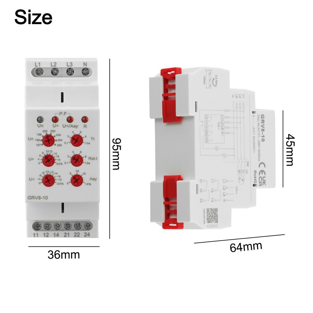 Voltage Monitoring System 3Phase Relay Over Voltage Protection Protection Relay 2 C O Output Current Transformer Compatible