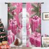 Flat Printing Merry Christmas Popular Curtains Cute Snowman Pink Gifts Polyester Without Electricity Party Curtain Set Of 2 Made Washable