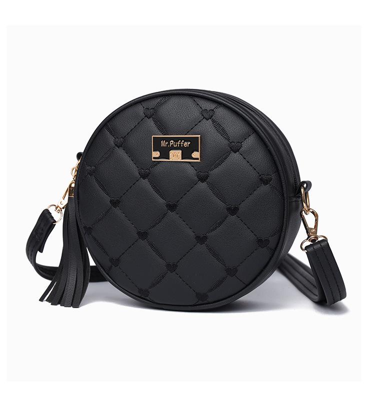 

Производитель маленькая круглая сумка 2025 новая женская сумка модная сумка-мессенджер с вышивкой love плечо женская сумка чёрный