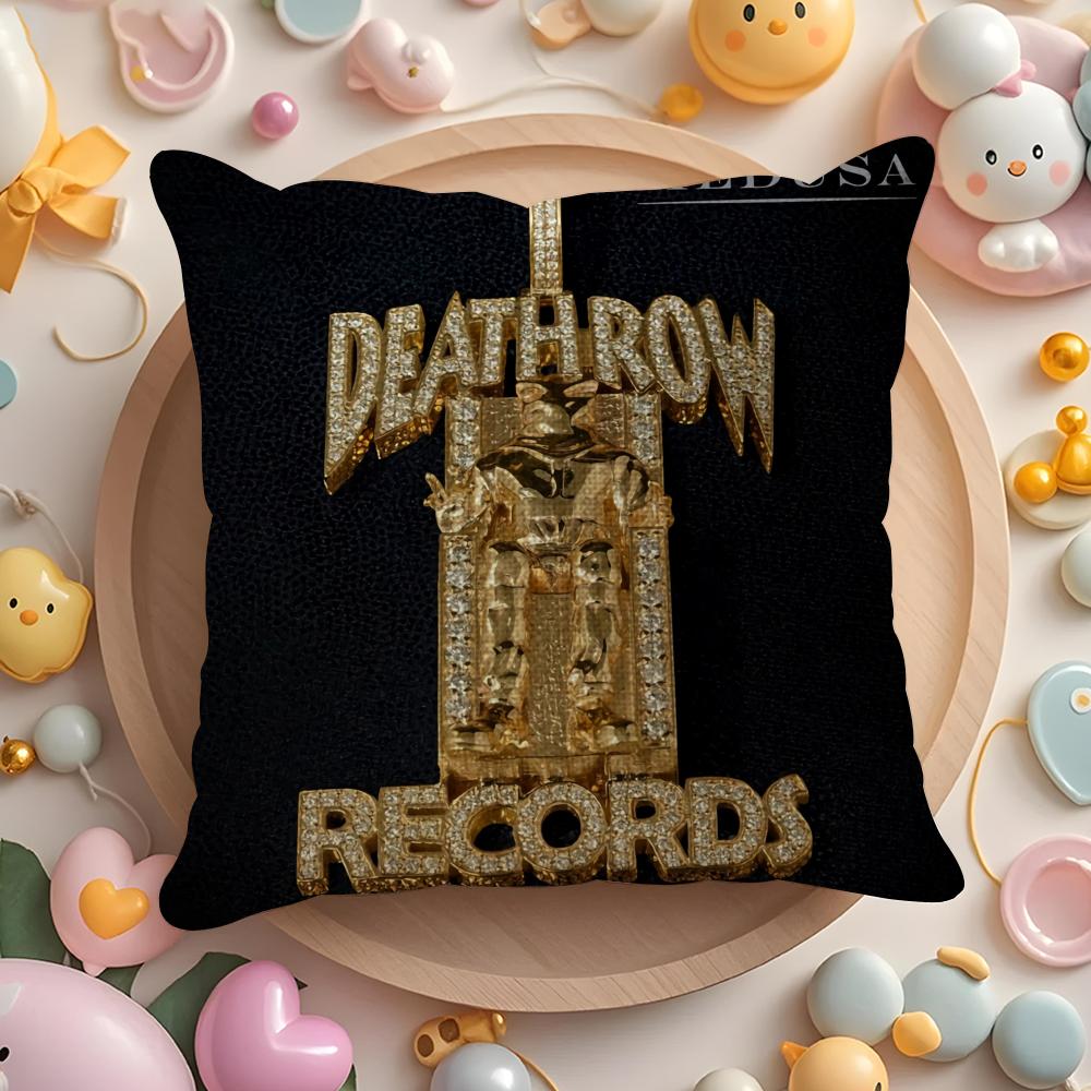 D-Death Row Records Cushion Cover Linen Organic Fabric Double-Sided Printing Breathable Pillow Case Sofa Home Decor Gift