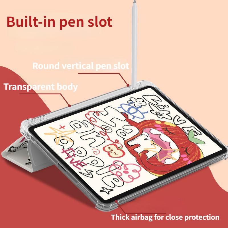 Hochwertige kreative Apple Doodle Muster iPad Smart Case für iPad Air6 11 13 Air4 Air5 10.9 2021 9. 8. 7. 10.2 mit Bleistifthalter