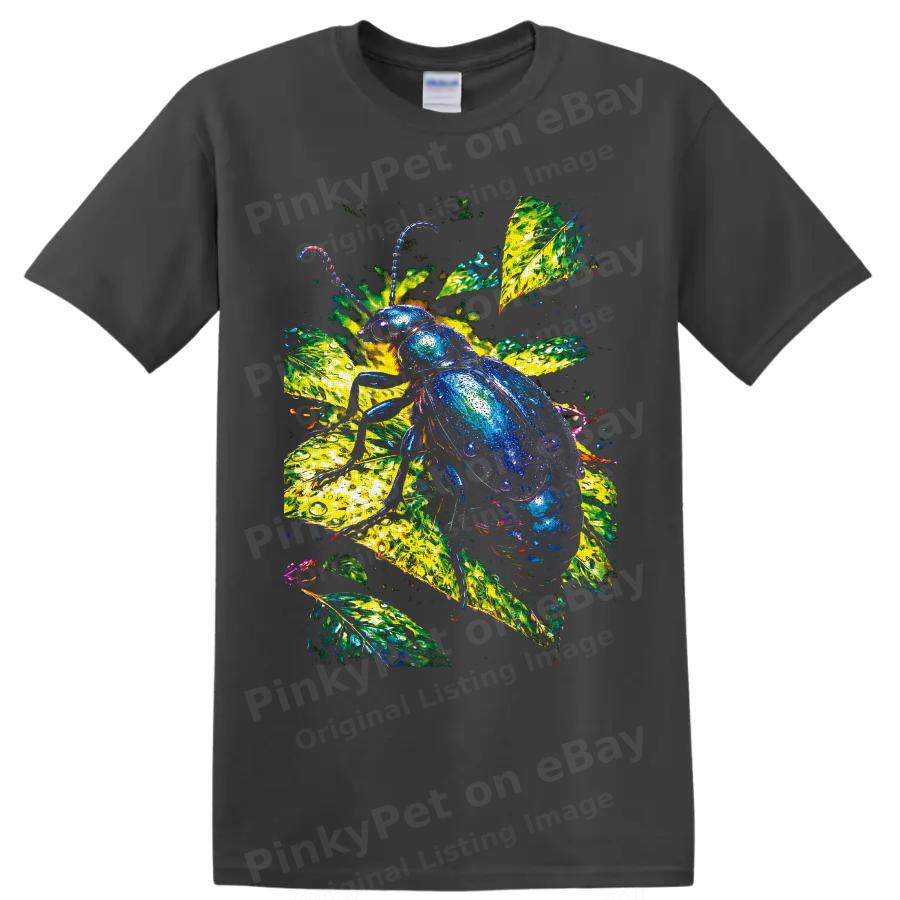 Beetle Insect T Shirt Colorful Rainforest Leaves Nature Lover Graphic Art Tee