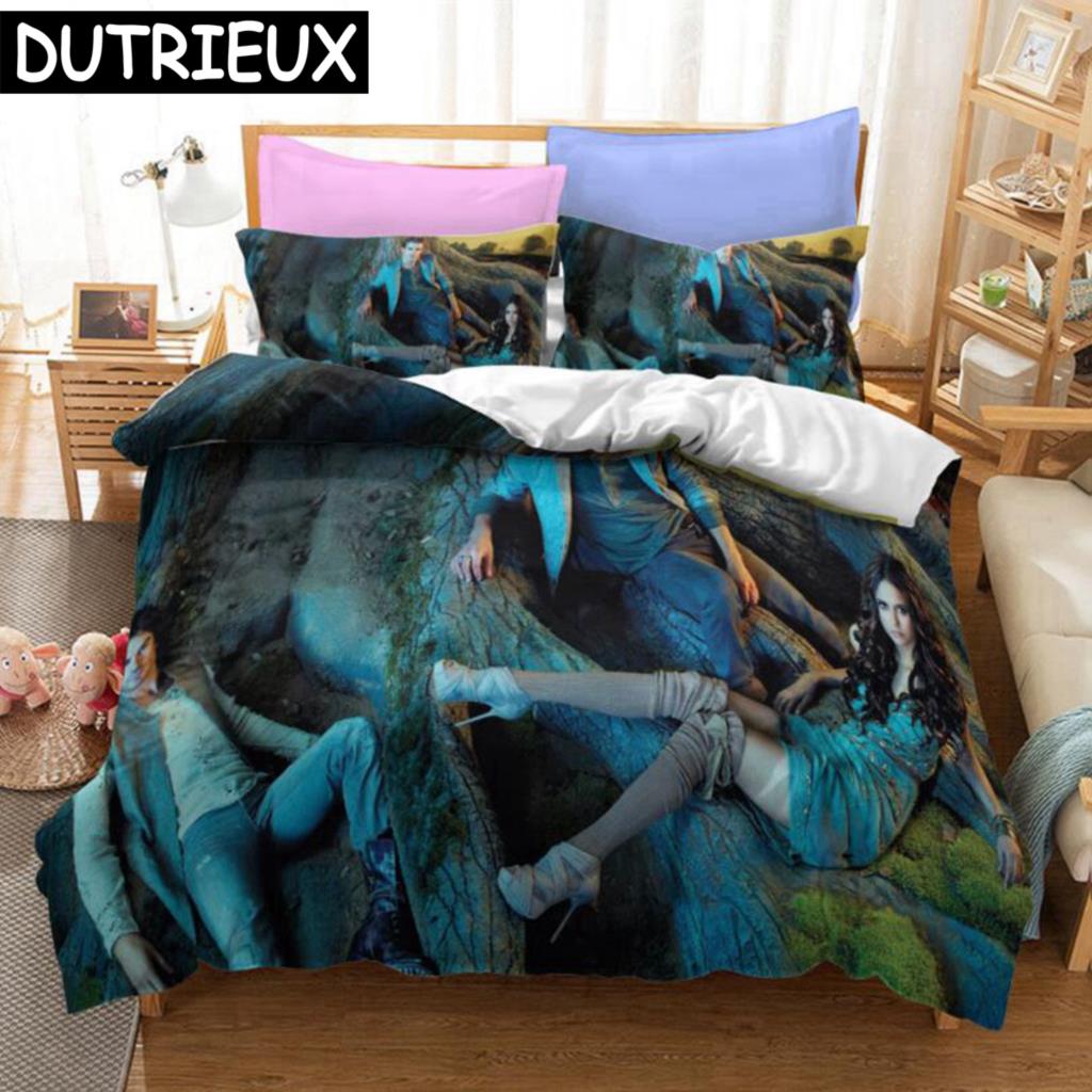The Vampire Diaries Print Bettwäsche-Set 3D Charakter Bettbezug-Set Mit Kissenbezug Einzelbett Doppelbett Queen King Bettwäsche 02