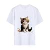 New Summer Cat Pattern Print Versatile Round Neck Short-sleeved T-shirt Top Casual and Versatile