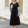Damen Lässiges und Modisches Einfarbiges Slim Fit Modisches Langes Kleid