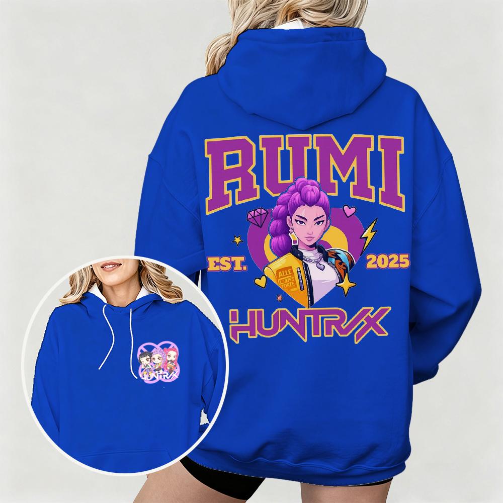 Women's KPop Demon Hunters Hoodie with Rumi Huntrx Graphic Character Perfect for Autumn Winter Casual Wear & Fan Merchandise