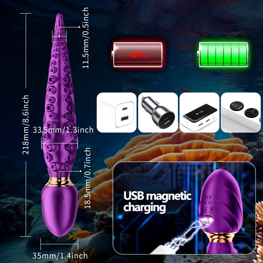 Octopus Tentacle Vibrating Dildo Vibrator, Ass Plug Soft Silicone Prostate Massager G-spot Stimulation Adult Female Sex Toys