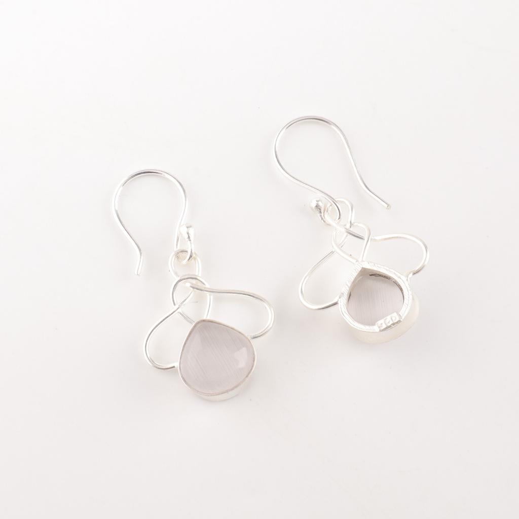 Selenite Gemstone 925 Stamped Silver Jewelry Handmade Earrings 1.50" For Gift EE-2-45