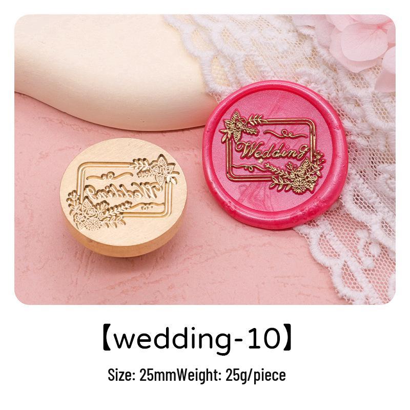 Wedding Series Round Wax Seal Stamp Head - Copper Handmade Letter Sealing
